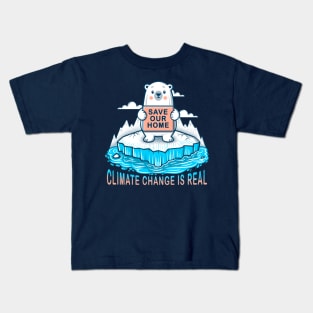 Polar Bear Climate Change Illustration Kids T-Shirt